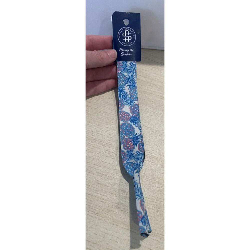 NEW Simply Southern Blue Pineapple Print Preppy Neoprene Sunglass Strap